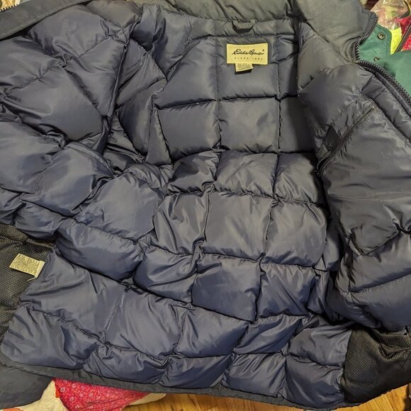 Vintage Eddie Bauer Jacket Goose Down Coat Water Resistant Green Red Blue - Picture 6 of 12